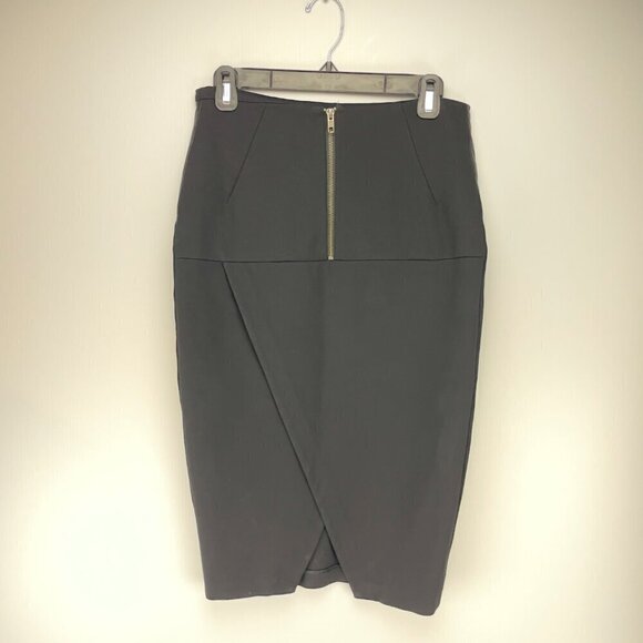DANIER Office Stretch Pencil Back Slit Black MIDI Below Knees Pockets Skirt sz 4 - Picture 5 of 9